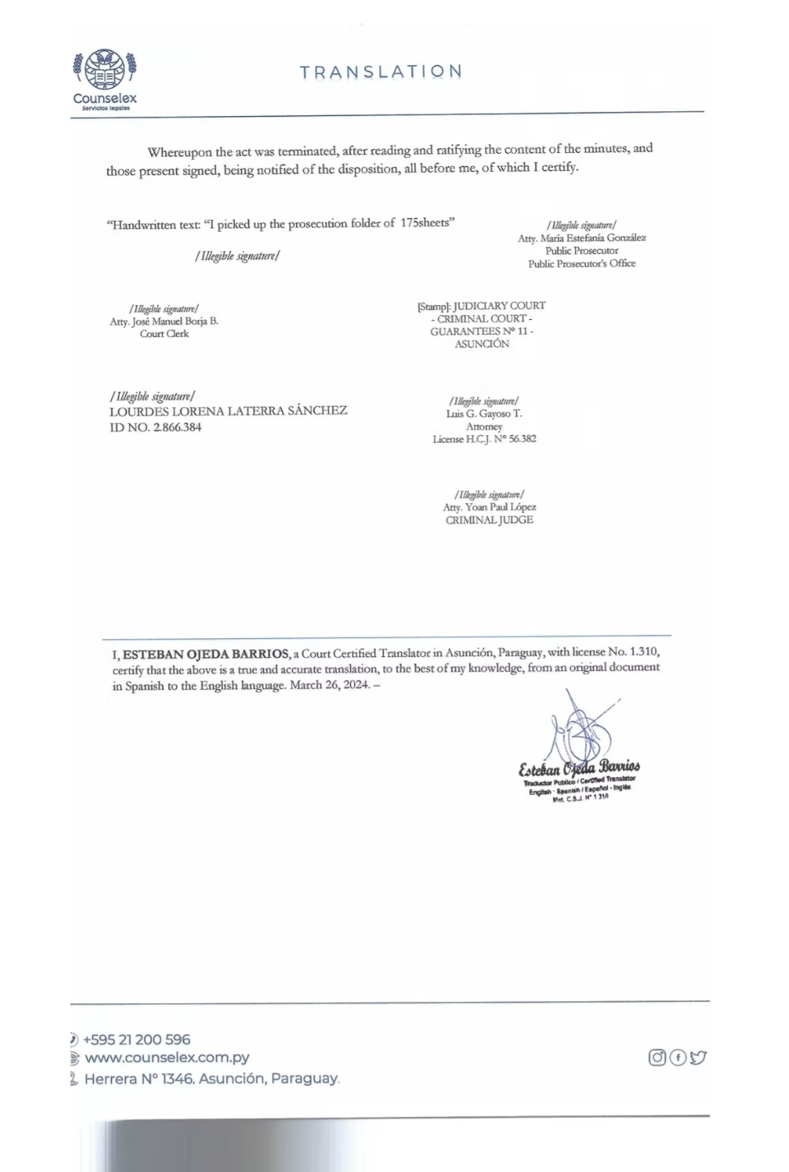 Certified English Translation of Court Record — Page 2